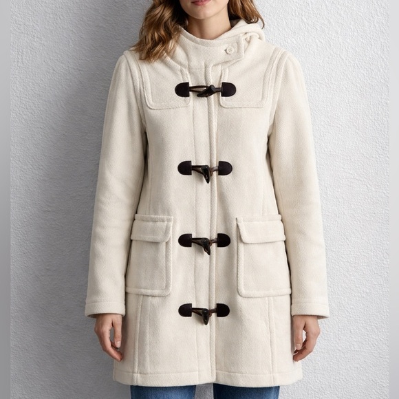 Saint James Jackets & Blazers - Saint James Toggle Wool Coat Heavy Cream Ivory Hooded Jacket Women's 4 France 36